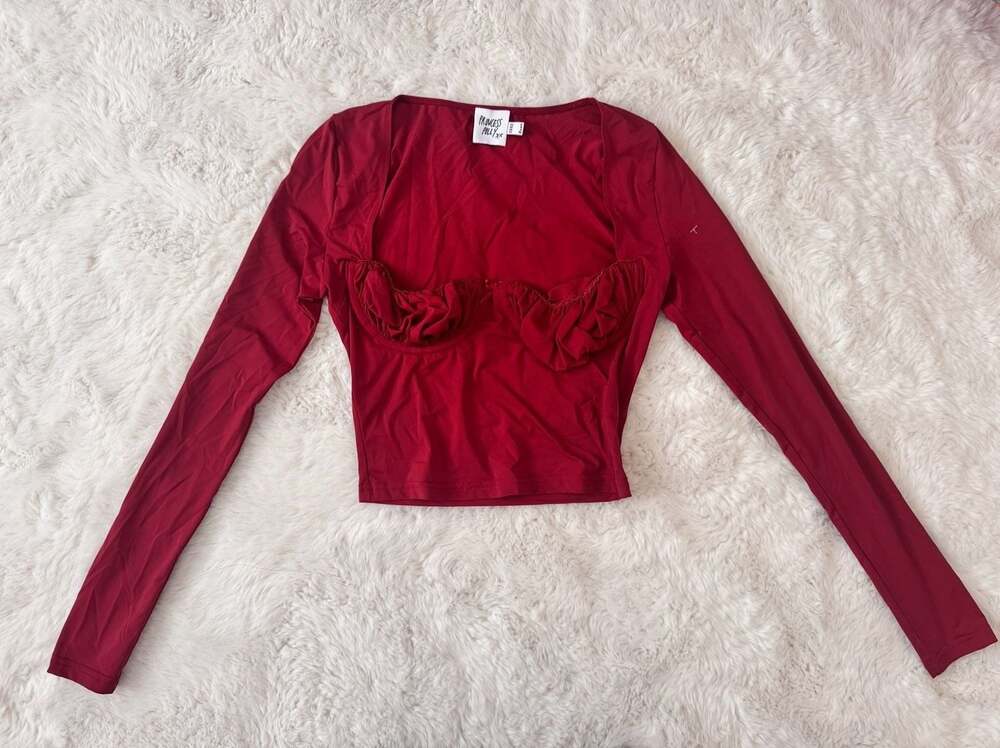 Princess Polly Candyce Long Sleeve Ruched Bust Top US 4